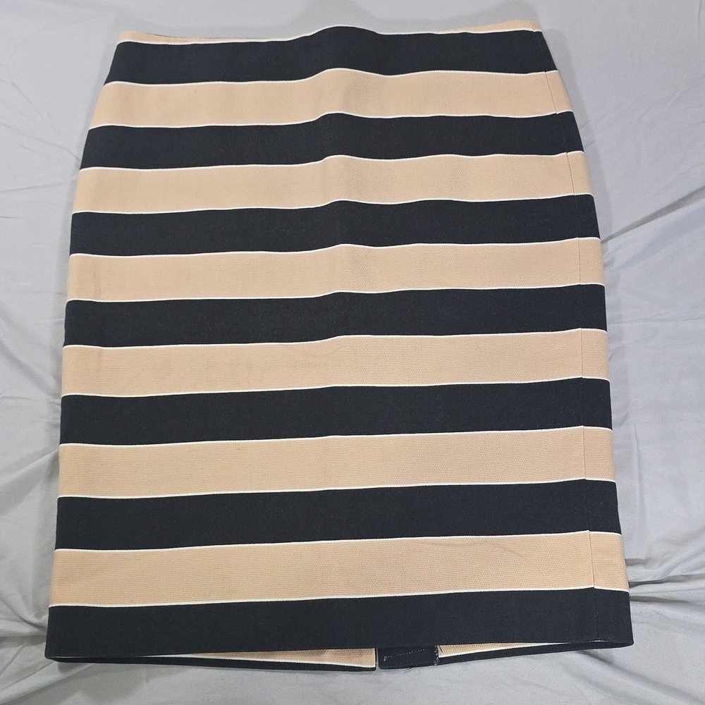 LOFT Black and Tan Cotton Canvas Pencil Skirt
